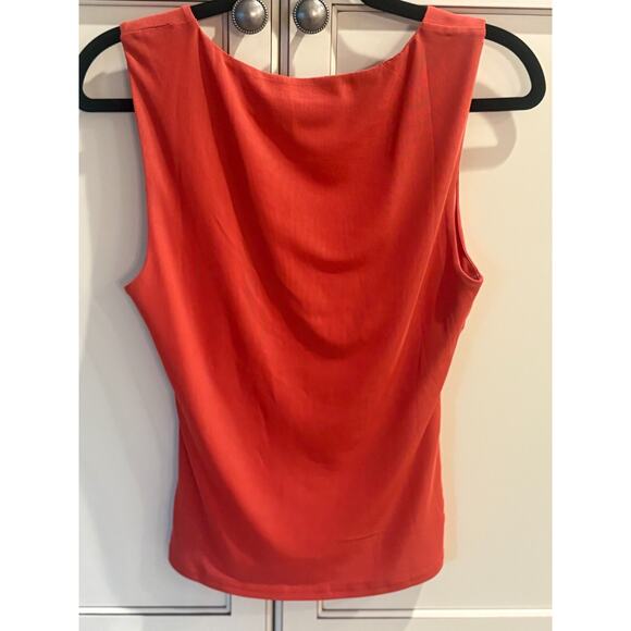 Willow & Root Women's Orange Ruched V-Neck Sleeveless Top Size Small 2-6 - Picture 3 of 4